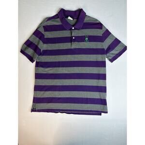 PSYCHO BUNNY Polo Purple Stripe Grey Shirt 100% Pima Cotton Size 7 - XL